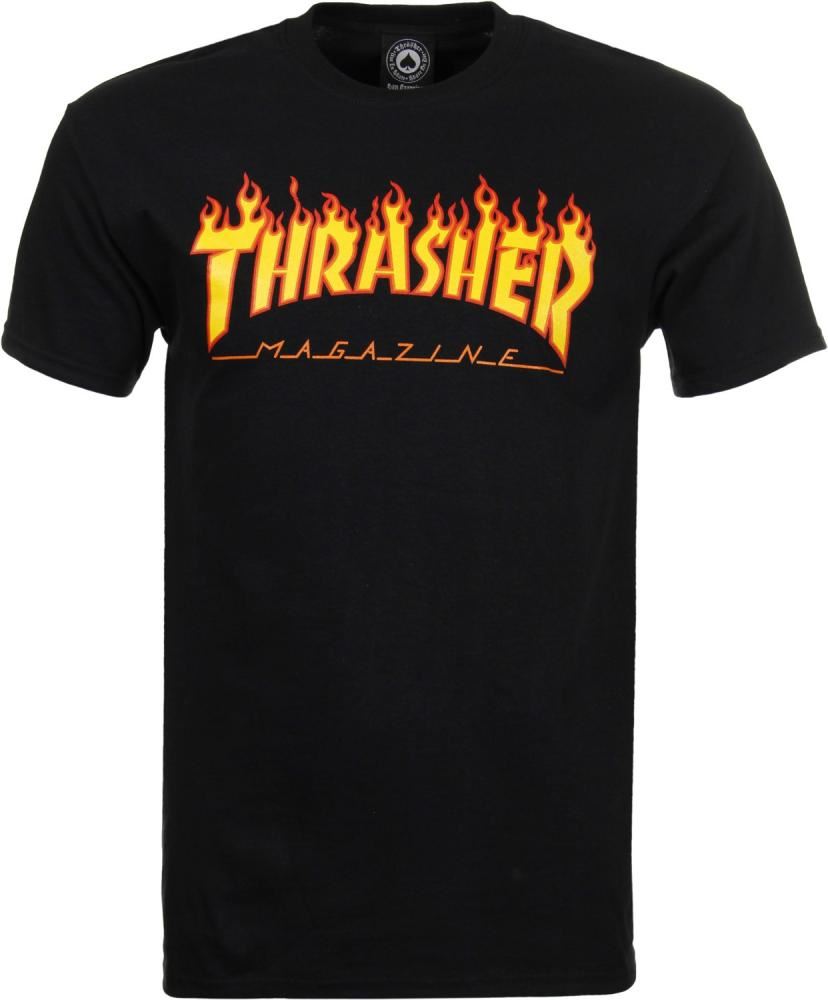 Thrasher T-Shirt Flame Logo - Black - Skatewarehouse.co.uk