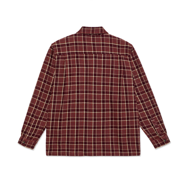 Polar Skate Co Mike LS Shirt | Flannel (Oxblood Check) - S