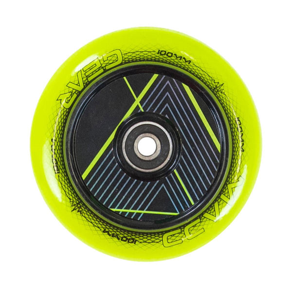 Madd Gear 100mm Hollow Core - Raven - Green Scooter Wheels