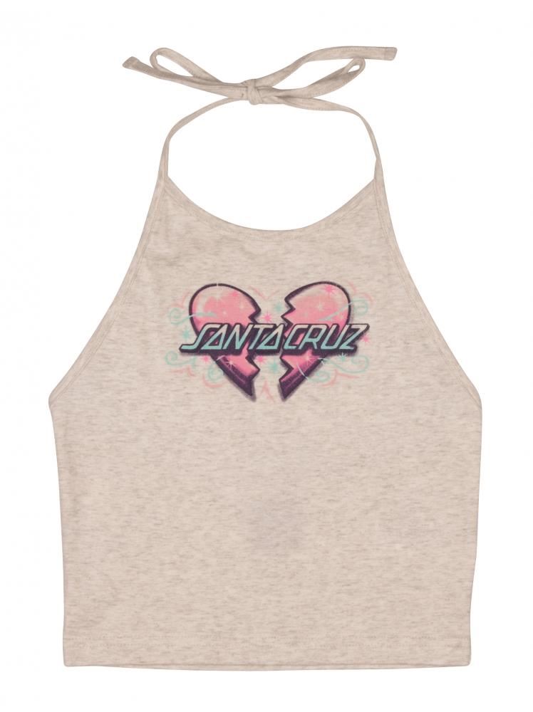 Santa Cruz Womens Top Heart Breaker Halter Top Athletic Heather - 12 - Skatewarehouse.co.uk