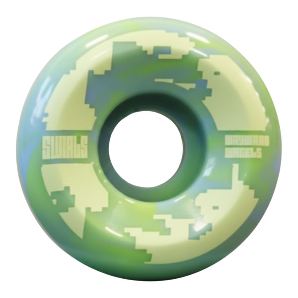 Wayward Swirl Formula - Neon Green / Baby Blue Skateboard Wheels - 53mm