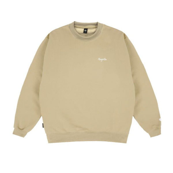 Magenta Script Crewneck Beige - Skatewarehouse.co.uk