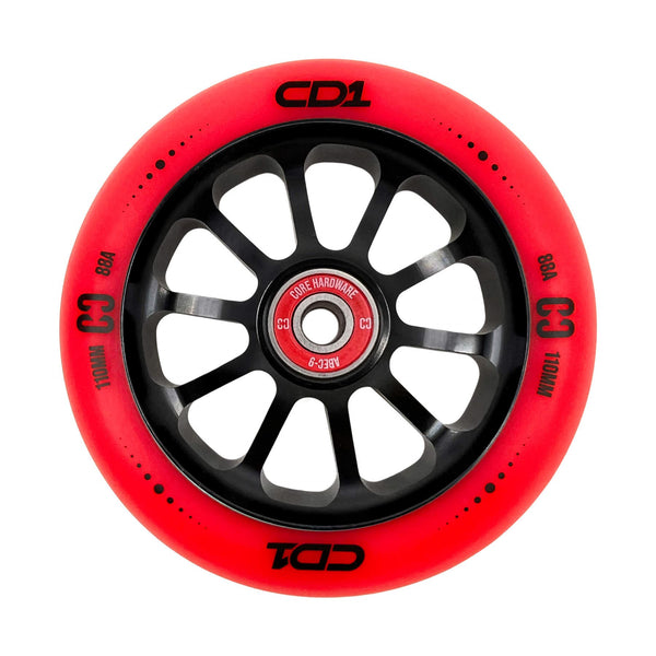 CORE CD1 Spoked Stunt Scooter Wheel 110mm - Red/Black - Skatewarehouse.co.uk