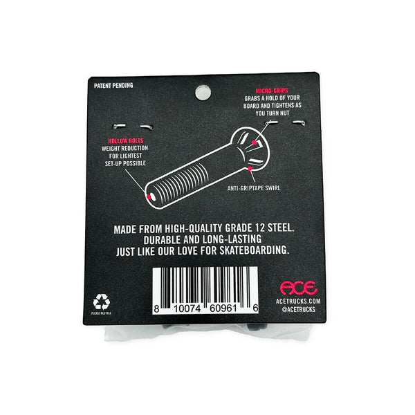 Ace Skateboard Trucks AF1 HOLLOW Bolts w/ Grippers Allen 7/8