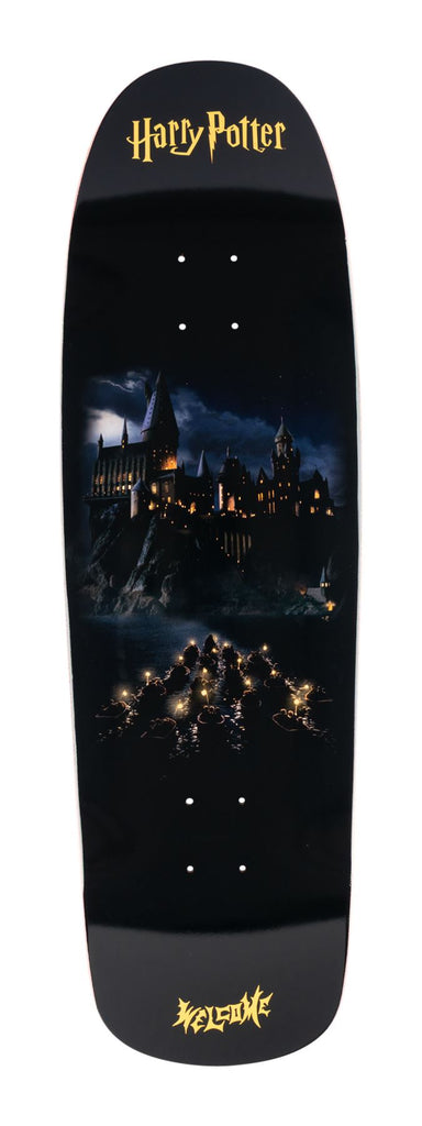 Welcome x Harry Potter Arrival on Slappy Slap (Black/Gold Foil) Skateboard Deck - 9.5" - Skatewarehouse.co.uk