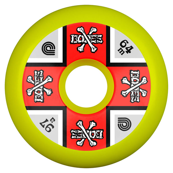 Powell-Peralta Cross Bones • • 97A • Yellow Skateboard Wheels - 64mm