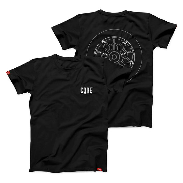 CORE Hex Wheel, Pro T-Shirt - Black - Skatewarehouse.co.uk