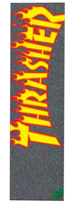MOB Graphic Skateboard Grip Tape Thrasher Yel/Org Flame - Skatewarehouse.co.uk