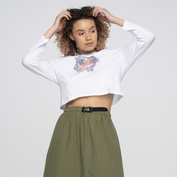 Santa Cruz Womens L/S T-Shirt Dragon Dot L/S T-Shirt - White - Skatewarehouse.co.uk