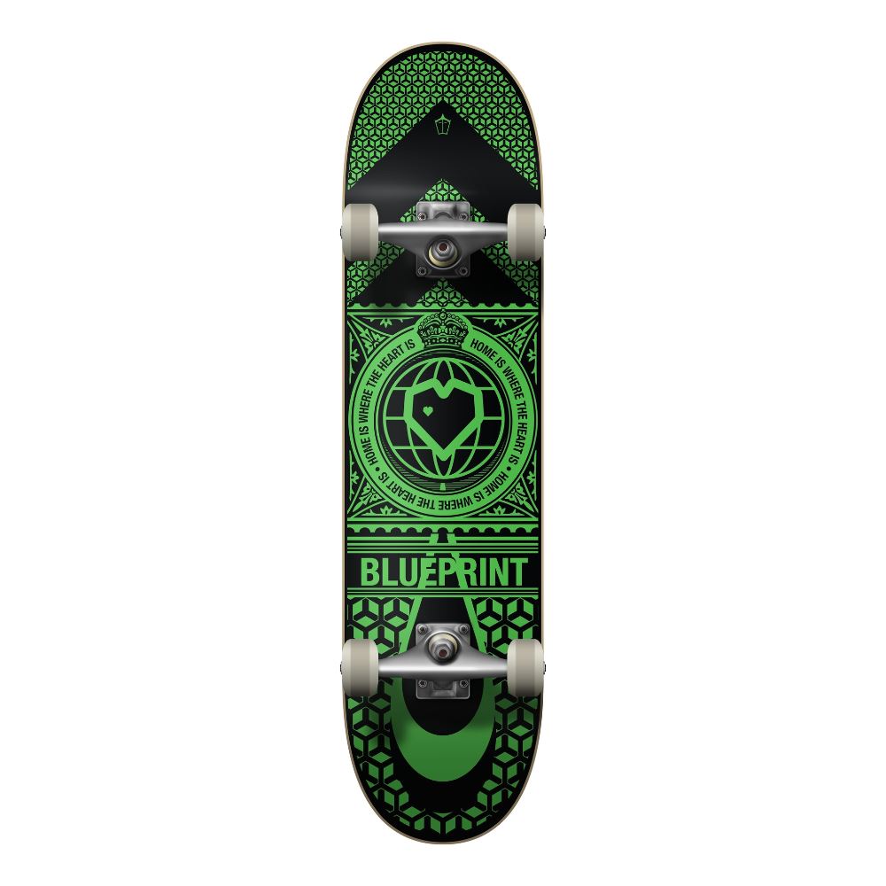 Blueprint Home Heart Black / Green Complete Skateboard - 8.0"