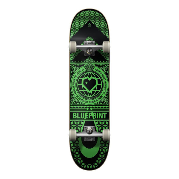 Blueprint Home Heart Black / Green Complete Skateboard - 8.0