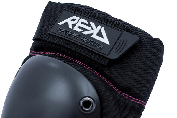 REKD Skateboard Skate Scooter BMX Ramp Knee Pads - Black / Pink - Skatewarehouse.co.uk