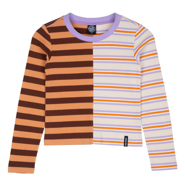 Santa Cruz Womens Custom Top Split Stripe L/S T-Shirt - Sepia Stripe - Skatewarehouse.co.uk