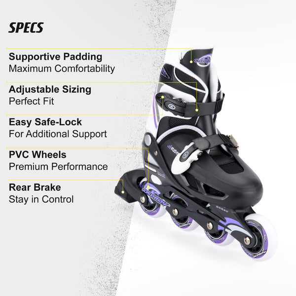 Osprey Adjustable Inline Skate - Purple - Skatewarehouse.co.uk