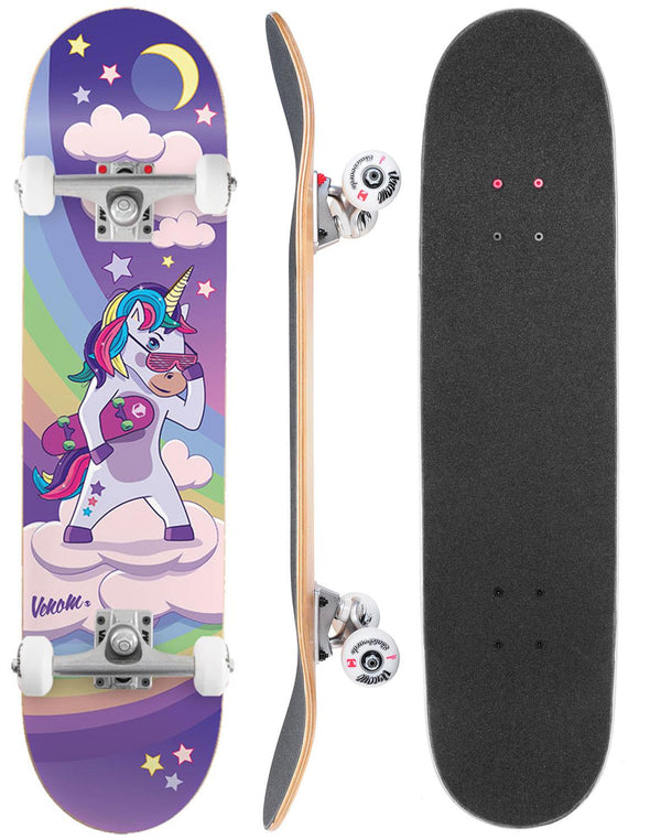 Venom Unicorn Night Kids Mini Junior Complete Skateboard Bundle - 7.25
