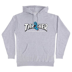 SCR x Thrasher Hoody Thrasher Screaming Logo - Grey Heather - Skatewarehouse.co.uk