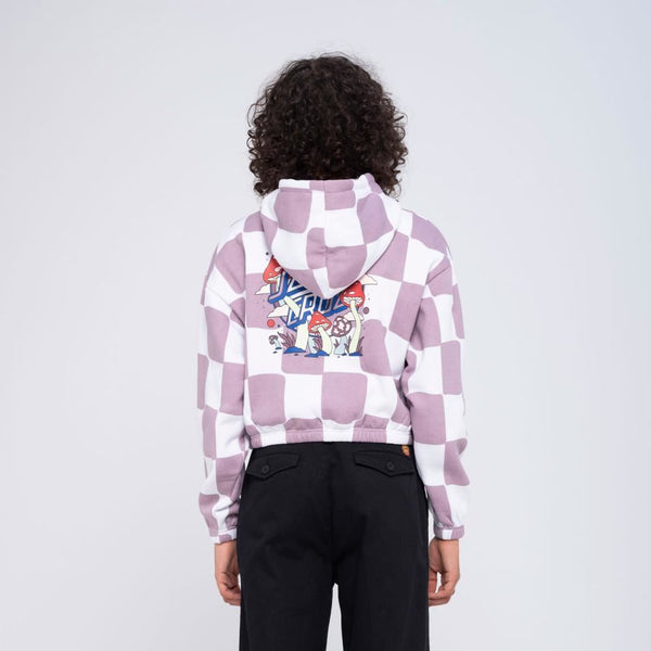 Santa Cruz Womens Hood Once Upon A Dot Hood - Lilac Chalk Check - Skatewarehouse.co.uk
