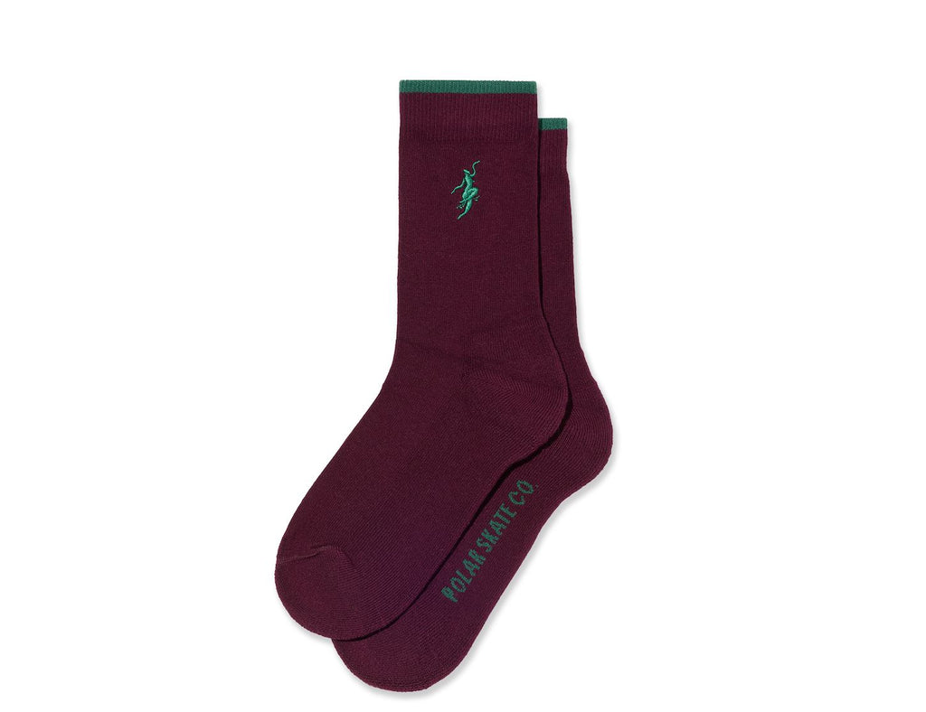Polar Skate Co Business Socks | No Complies Forever (Bordeaux / Green)