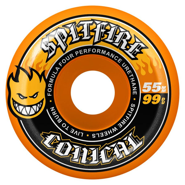 Spitfire F4 99Du Team Colors Conical (Orange) Skateboard Wheels - 55mm