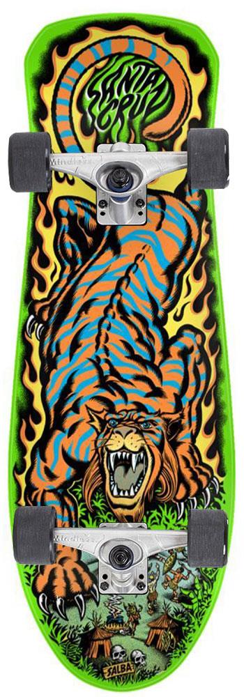 Santa Cruz Salba Tiger Reissue x Mindless Custom Surf Skate Skateboard - 10.3
