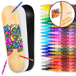 Venom Skateboards Deck With Colour Create Pens & Free Deck Wall Hanger - Skatewarehouse.co.uk