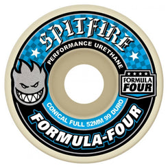Spitfire Formula Four Skateboard Wheels Conical Full 99 DU - White - Skatewarehouse.co.uk