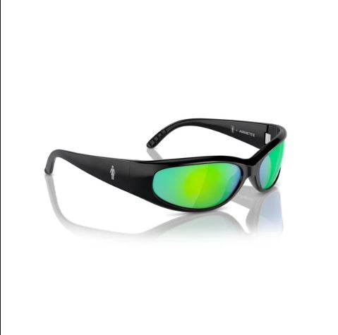 Girl x Arnette Catfish Sunglasses Black / Green Mirror - Skatewarehouse.co.uk