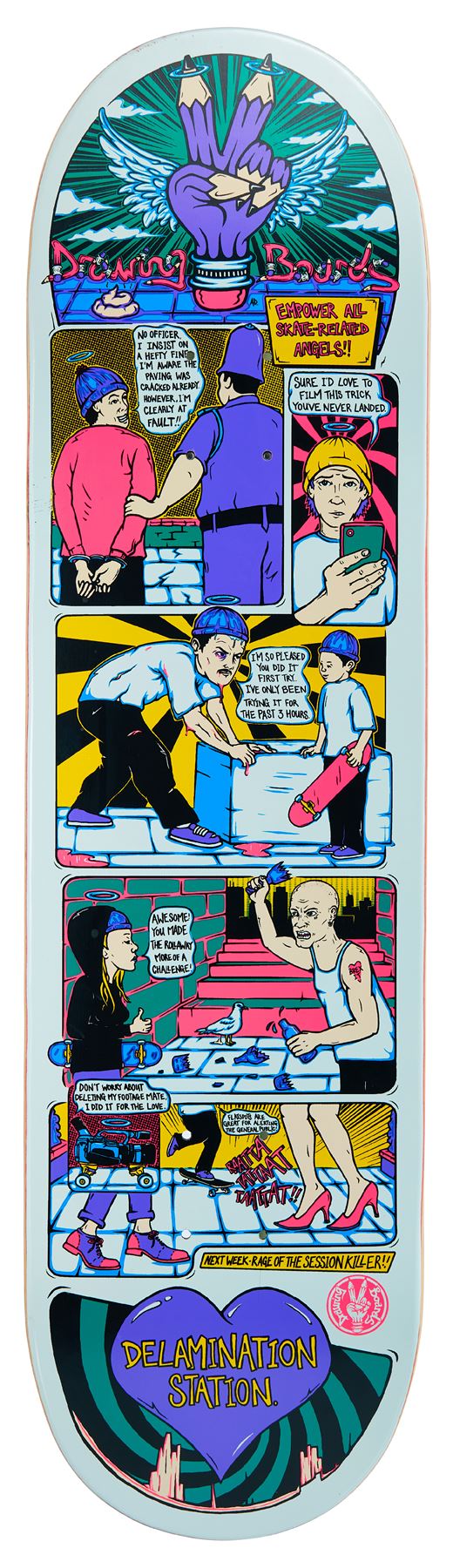 Drawing Boards Skate-Related Angels Skateboard Deck - 8.0