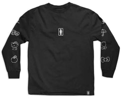 Girl Hello Kitty 50th Sleeve Long Sleeve Tee Black - Skatewarehouse.co.uk