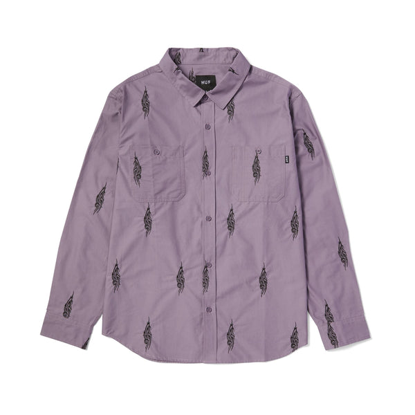 Larkin Embroidered Work Shirt (Dust Purple)