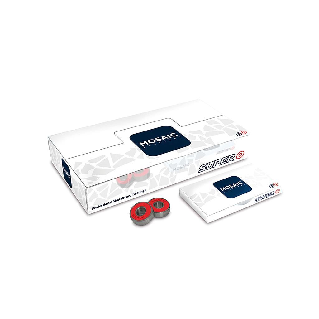 Super 0 Abec 5 Silver Red Mosaic Skateboard Bearings