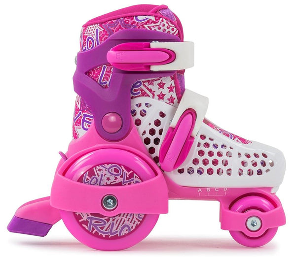 SFR Stomper Adjustable Children's Quad Skates - Pink / White - Skatewarehouse.co.uk
