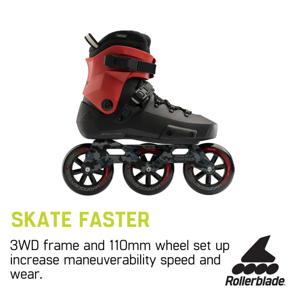 Rollerblade RB Twister 110 Blk/Red Inline Recreational Skate - Skatewarehouse.co.uk