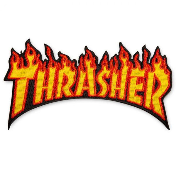 Thrasher Patch Flame Logo Black / Yellow - 4.5"
