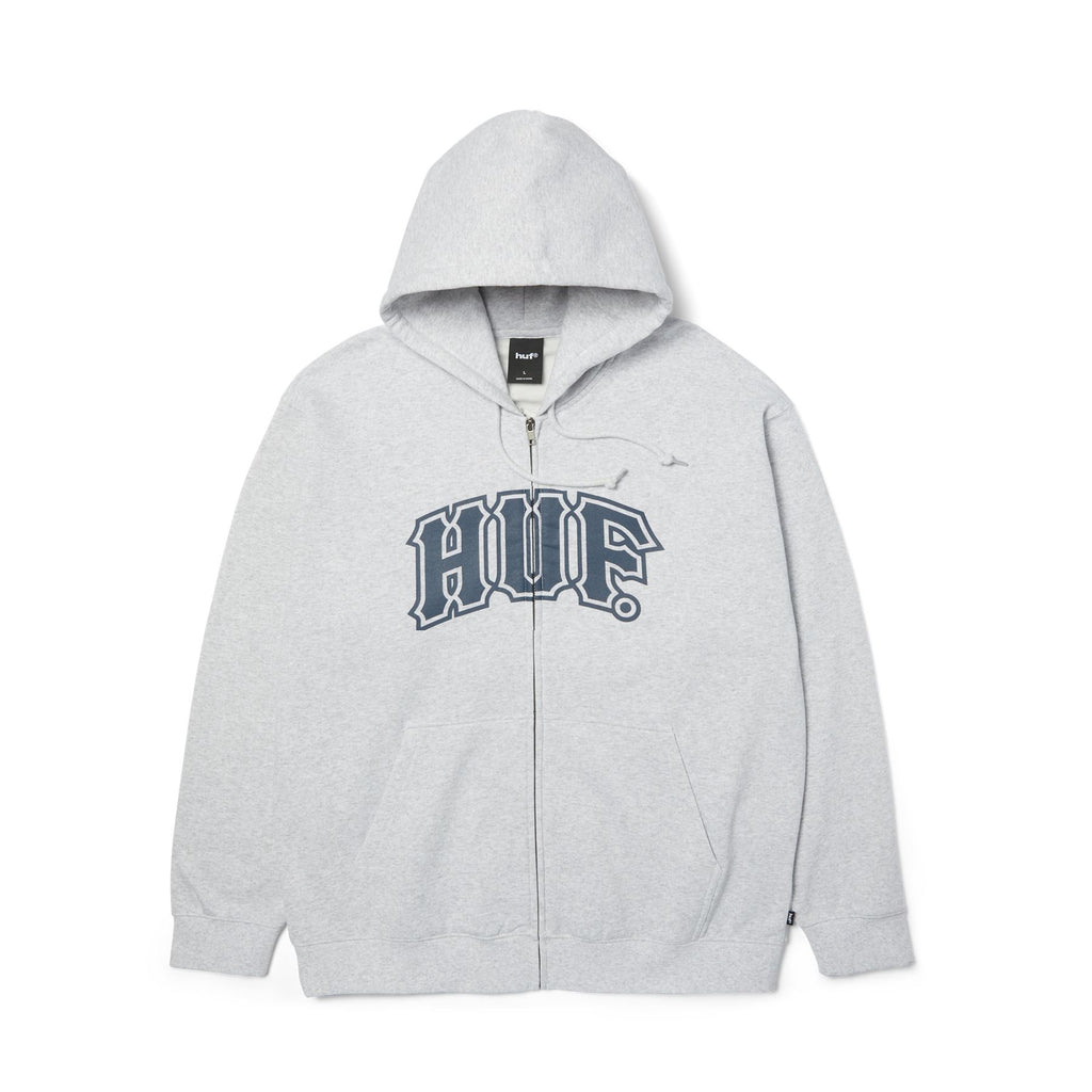 HUF Classic Arch FZ Hoodie (Heather Grey / Navy)