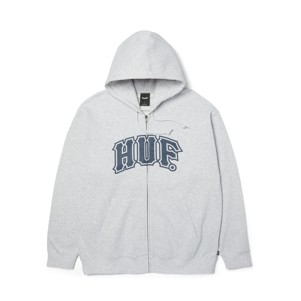 HUF Classic Arch FZ Hoodie (Heather Grey / Navy)