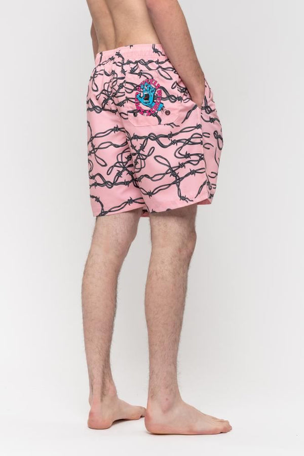 Santa Cruz Short Barbed Wire Swimshort - Pink - Skatewarehouse.co.uk