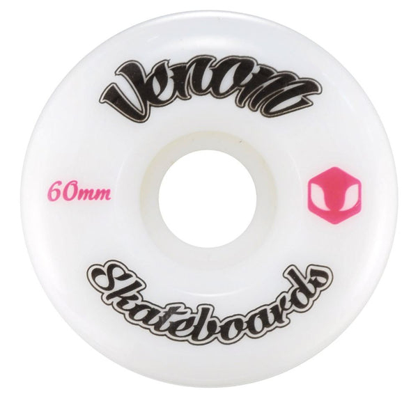 Venom Skateboards Logo White Skateboard Wheels & Venom Gold Bearings Pack - Skatewarehouse.co.uk