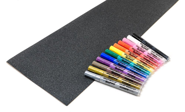 Venom Skateboards Black Grip Tape & 12 Colour Create Paint Pens Art Pack