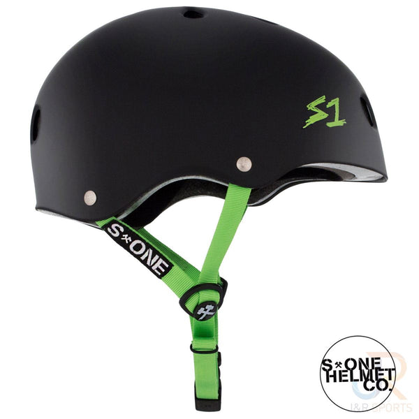 S1 Lifer Helmets - Black Matt inc Green Strap