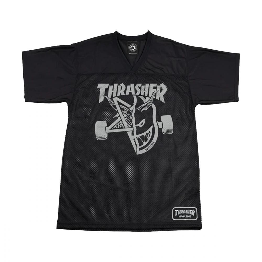 Thrasher x Spitfire T-Shirt Thrash & Burn Football Jersey - Black