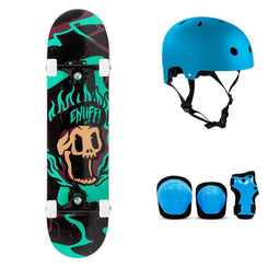 Enuff Pyro III Blue Complete Skateboard Bundle - SFR Helmet & Pads - 7.75"