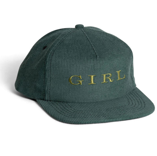 Girl Serif 5 Panel Cord Hat Forest Green