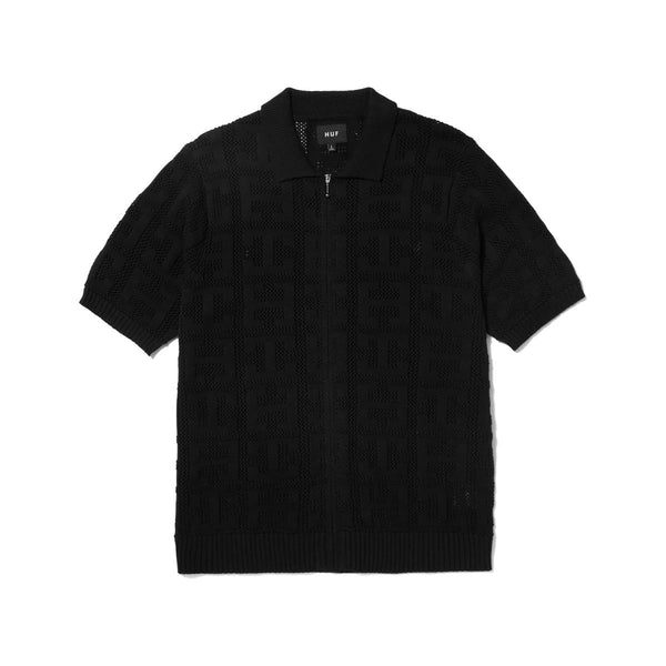 HUF Monogram Jacquard Zip Sweater (Black)
