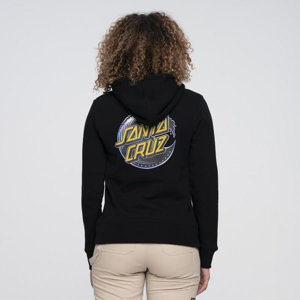 Santa Cruz Womens Hood Holo Wave Dot Hood - Black - Skatewarehouse.co.uk