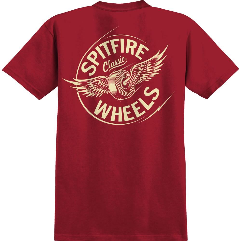 Spitfire T-Shirt Flying Classic - Maroon - Skatewarehouse.co.uk