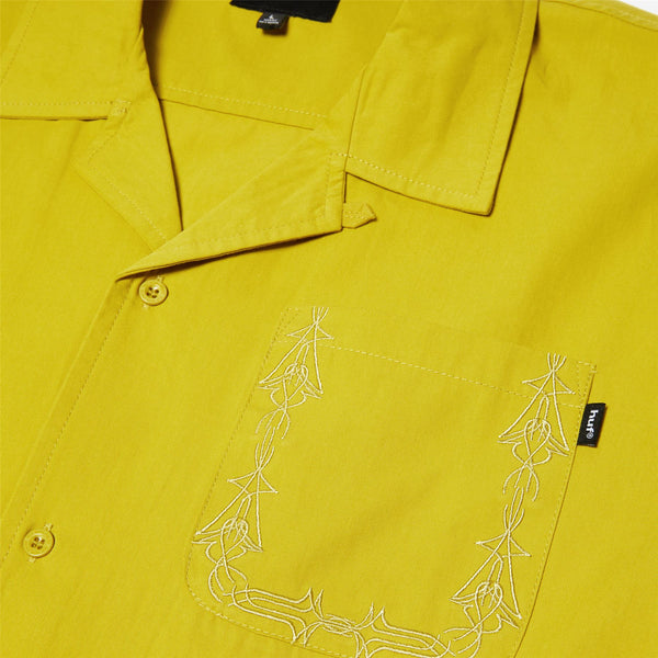 HUF Pinstripe Emb S / S Resort Shirt (Avocado) T-Shirt - M