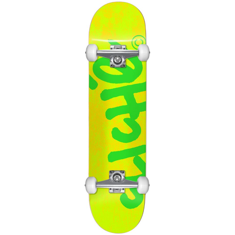 Cliché Handwritten Yellow / Green Complete Skateboard - 7.75"