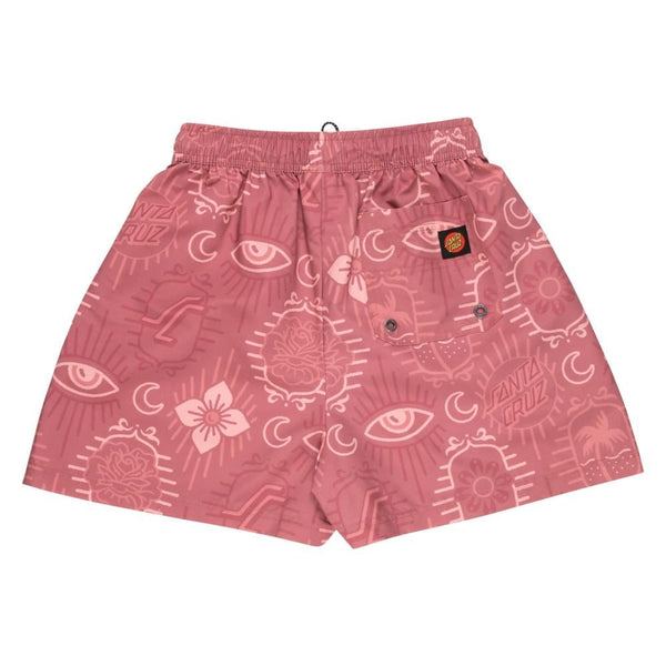Santa Cruz Womens Swim Shorts Venice Swim Short - Red Patchwork - Skatewarehouse.co.uk