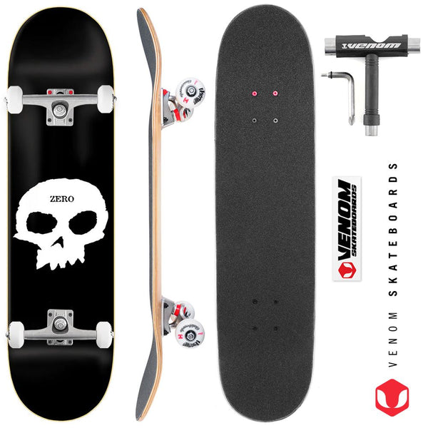 Zero Skateboards Zero Single Skull Blk/Wht  x Venom Skateboards Custom Complete Skateboard - 8.25